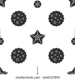 Set Lollipop, Christmas star and Cookie or biscuit with chocolate on seamless pattern. Vector