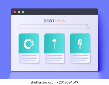 Set Lollipop, Donut and Ice cream icon. Vector
