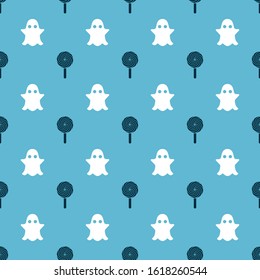 Set Lollipop and Ghost on seamless pattern. Vector