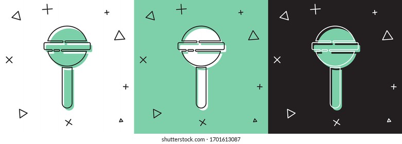 Coloque el icono de Lollipop aislado en fondo blanco y verde, negro. Comida, delicioso símbolo. Ilustración vectorial