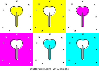 Set Lollipop icon isolated on color background. Food, delicious symbol.  Vector