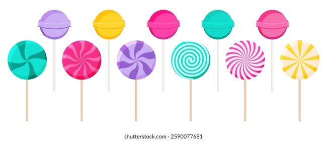 Set of lollipop round collection in a flat design