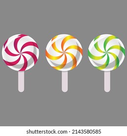 Set of lollipop sweet colorful candy vector illustration