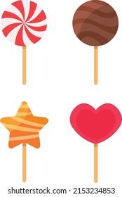 Lollippensatz in verschiedenen Formen und Aromen