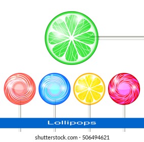 Set of Lollipops on a White Background. Lollipops Multicolored. EPS-10.