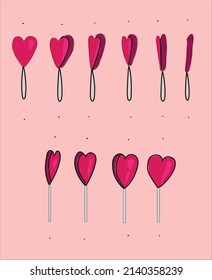 set of lollipops in the shape of hearts