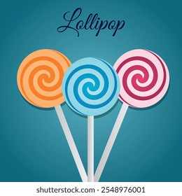 Set of lollipops , Three colour option , isolated on Gradient background.All layers are single for any coustomization ,vector illustration ,Eps 10 