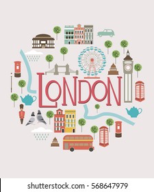 Set London Landmarks Vector Illustration Stock Vector (Royalty Free ...