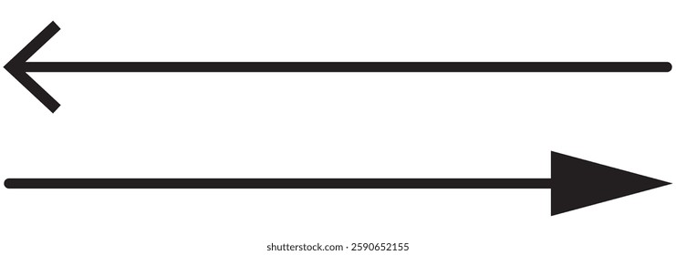 Set of long arrow vector, icon.  horizontal  arrow. Straight long arrow vector icon set.   Long arrow silhouette, symbol, icon design. 1176