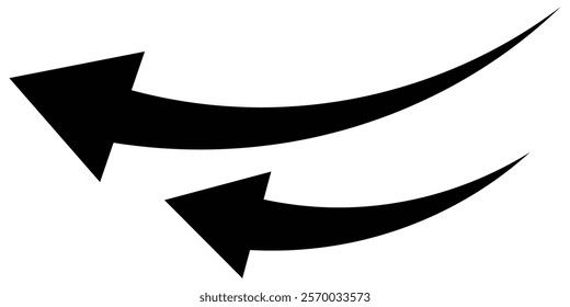 Set long Black curve arrow icon vector. Black curve, long arrow icon set. curve arrow vector illustration. Set long black curve arrow icon vector. Design eps 10