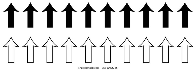 Set long Black curve arrow icon vector . Black curve arrow icon set. long arrow icon set. curve arrow vector illustration.
