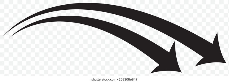 Set long black curve arrow icon vector . black curve arrow icon set. long arrow icon set. curve arrow vector illustration. Eps 10.