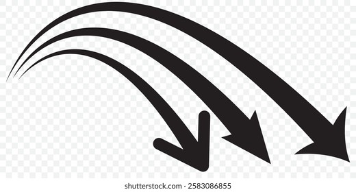 Set long black curve arrow icon vector . black curve arrow icon set. long arrow icon set. curve arrow vector illustration. Eps 10.