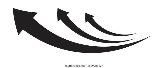 Set long black curve arrow icon vector . black curve arrow icon set. long arrow icon set. Set of curved arrows isolated on white background. Curved arrows