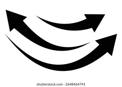 Set long black curve arrow icon vector. Curved arrows. Arrow sign. Arrow icon for web site design, logo, app, UI. Vector illustration.