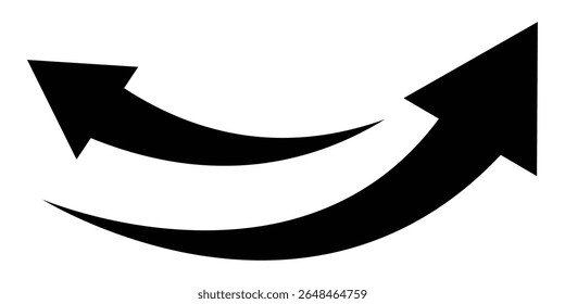 Set long black curve arrow icon vector. Curved arrows. Arrow sign. Arrow icon for web site design, logo, app, UI. Vector illustration.