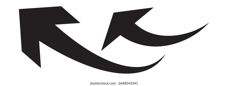 Set long black curve arrow icon vector . black curve arrow icon set. long arrow icon set. Set of curved arrows isolated on white background. Curved