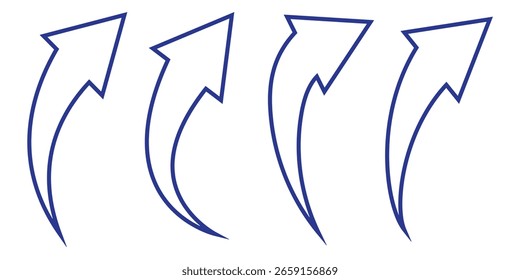 Conjunto de iconos de flecha de curva negra larga. conjunto de iconos de flecha de curva negra. conjunto de Vectores de flecha larga. Conjunto de flechas curvas aisladas sobre fondo blanco. Flechas curvas. EPS 10.