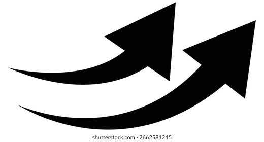 Setzen Sie lange schwarze Kurve Pfeilsymbol Vektor . Symbolsatz für schwarze Kurve. langer Pfeil-Symbolsatz. Satz gekrümmter Pfeile einzeln auf weißem Hintergrund. gekrümmt