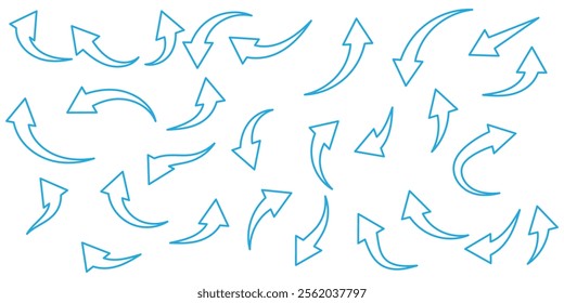 Set long blue curve arrow icon vector . blue curve arrow icon set. long arrow icon set. curve arrow vector illustration.