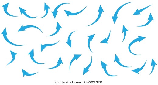 Set long blue curve arrow icon vector . blue curve arrow icon set. long arrow icon set. curve arrow vector illustration.