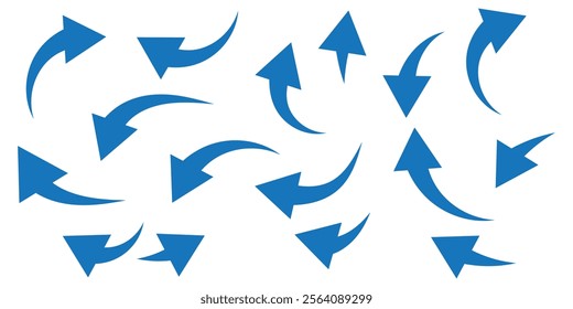 Set long blue curve arrow icon vector . blue curve arrow icon set. long arrow icon set. curve arrow vector illustration.