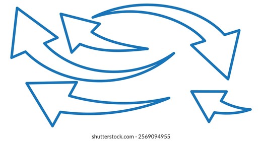 Set long blue curve arrow icon vector . blue curve arrow icon set. long arrow icon set. curve arrow vector illustration.