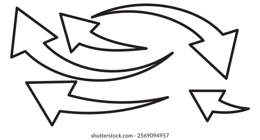 Set long blue curve arrow icon vector . blue curve arrow icon set. long arrow icon set. curve arrow vector illustration.