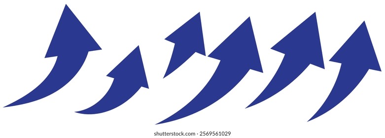 Set long blue curve arrow icon vector . blue curve arrow icon set. long arrow icon set. curve arrow vector illustration.