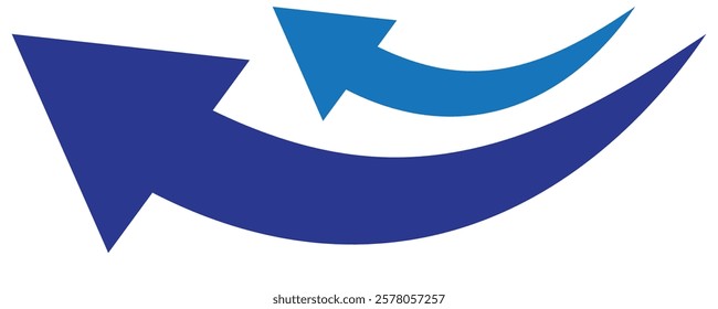 Set long blue curve arrow icon vector . blue curve arrow icon set. long arrow icon set. curve arrow vector illustration.