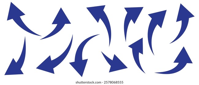 Set long blue curve arrow icon vector . blue curve arrow icon set. long arrow icon set. curve arrow vector illustration.