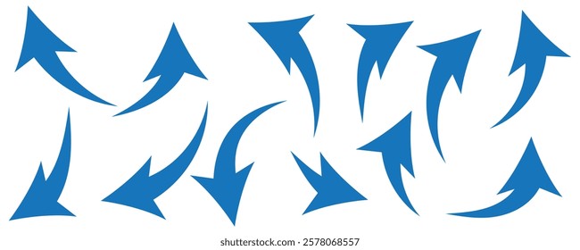 Set long blue curve arrow icon vector . blue curve arrow icon set. long arrow icon set. curve arrow vector illustration.