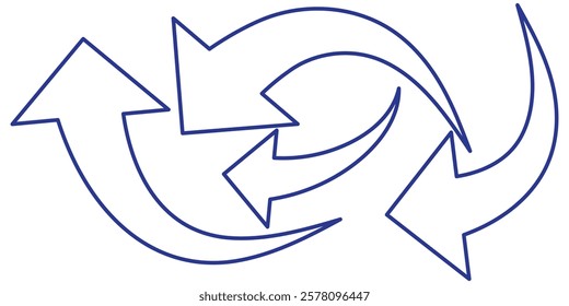 Set long blue curve arrow icon vector . blue curve arrow icon set. long arrow icon set. curve arrow vector illustration.