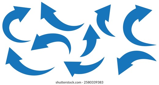 Set long blue curve arrow icon vector . blue curve arrow icon set. long arrow icon set. curve arrow vector illustration.. 1176