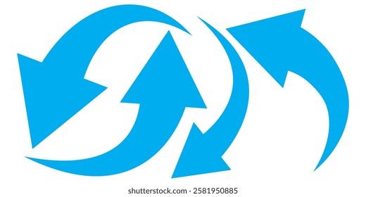 Set long blue curve arrow icon vector . blue curve arrow icon set. long arrow icon set. Set of curved arrows isolated on white background. Curved arrows, hand drawn curved arrows.