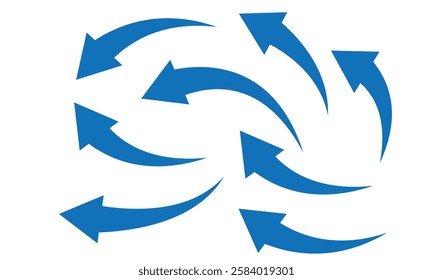 Set long blue curve arrow icon vector . blue curve arrow icon set. long arrow icon set. curve arrow vector illustration.