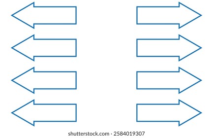 Set long blue curve arrow icon vector . blue curve arrow icon set. long arrow icon set. curve arrow vector illustration.