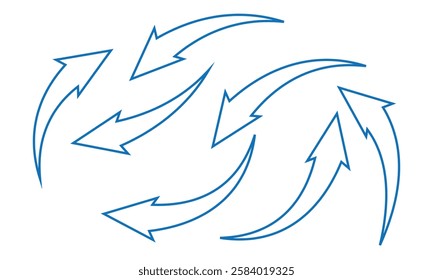 Set long blue curve arrow icon vector . blue curve arrow icon set. long arrow icon set. curve arrow vector illustration.