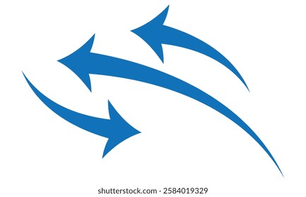 Set long blue curve arrow icon vector . blue curve arrow icon set. long arrow icon set. curve arrow vector illustration.
