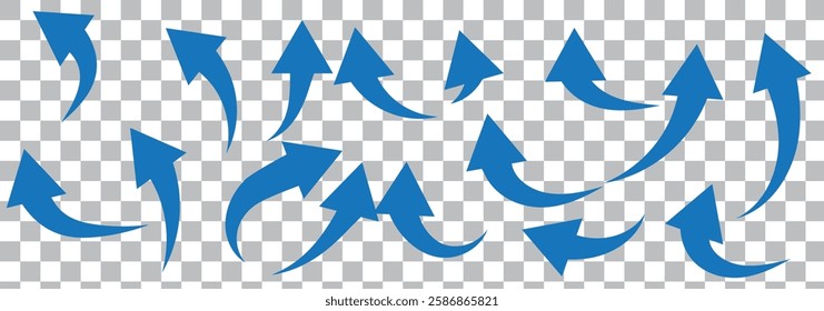 Set long blue curve arrow icon vector . blue curve arrow icon set. long arrow icon set. curve arrow vector illustration.