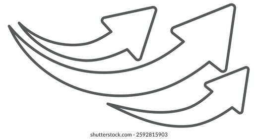 Set of long blue curve arrow icon vector . blue curve arrow icon set. long arrow icon set.