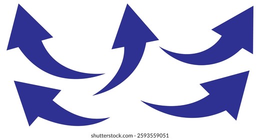 Set long blue curve arrow icon vector . blue curve arrow icon set. long arrow icon set. curve arrow vector illustration