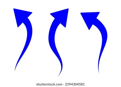 Set long blue curve arrow icon vector .long arrow icon set.