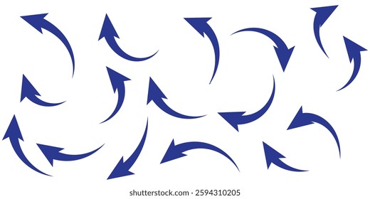 Set long blue curve arrow icon vector . blue curve arrow icon set. long arrow icon set. curve arrow vector illustration