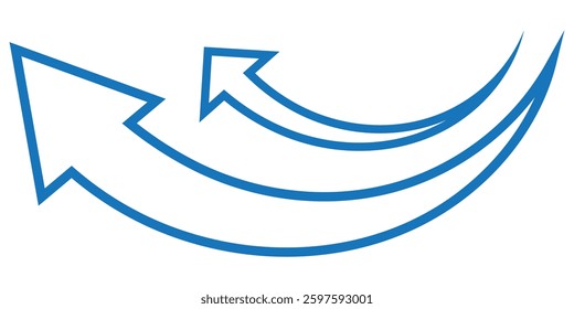 Set long blue curve arrow icon vector . blue curve arrow icon set. long arrow icon set. curve arrow vector illustration. design eps 10 