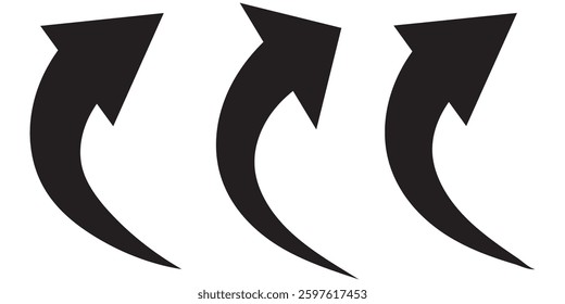 Set long blue curve arrow icon vector . blue curve arrow icon set. long arrow icon set. curve arrow vector illustration. design eps 10
