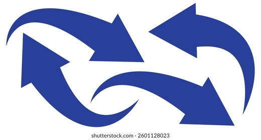 Set long blue curve arrow icon vector . blue curve arrow icon set. long arrow icon set. curve arrow vector isolated on a white background, 