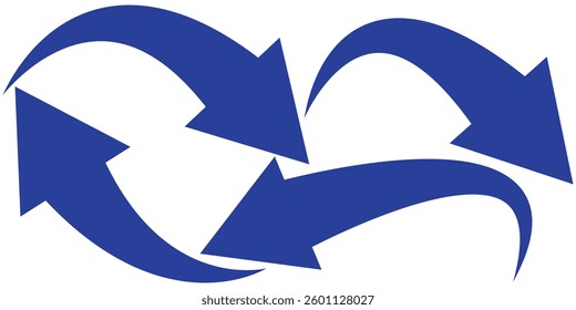 Set long blue curve arrow icon vector . blue curve arrow icon set. long arrow icon set. curve arrow vector isolated on a white background, 