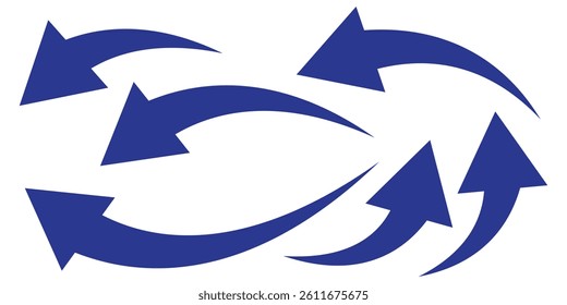 Set long blue curve arrow icon vector . blue curve arrow icon set. long arrow icon set. curve arrow vector illustration.