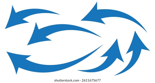 Set long blue curve arrow icon vector . blue curve arrow icon set. long arrow icon set. curve arrow vector illustration.